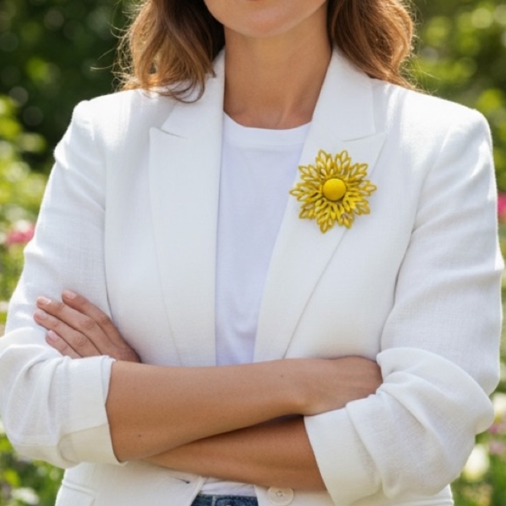 Vintage Yellow Floral Brooch